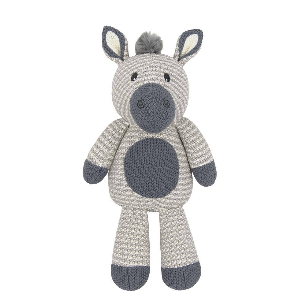 Whimsical Cotton Knitted Toy - Zac Zebra