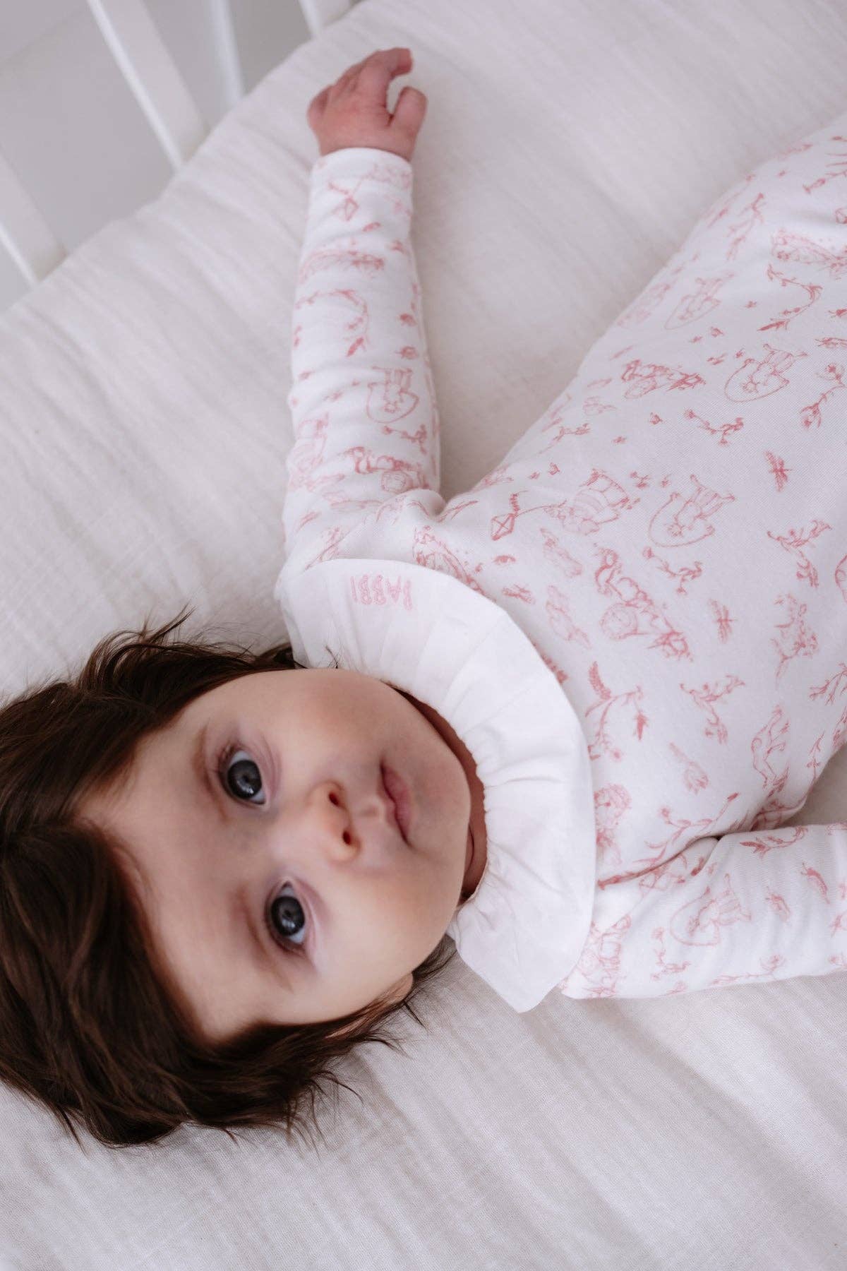 Baby Footed Onesie - Toile De Jouy/Pink