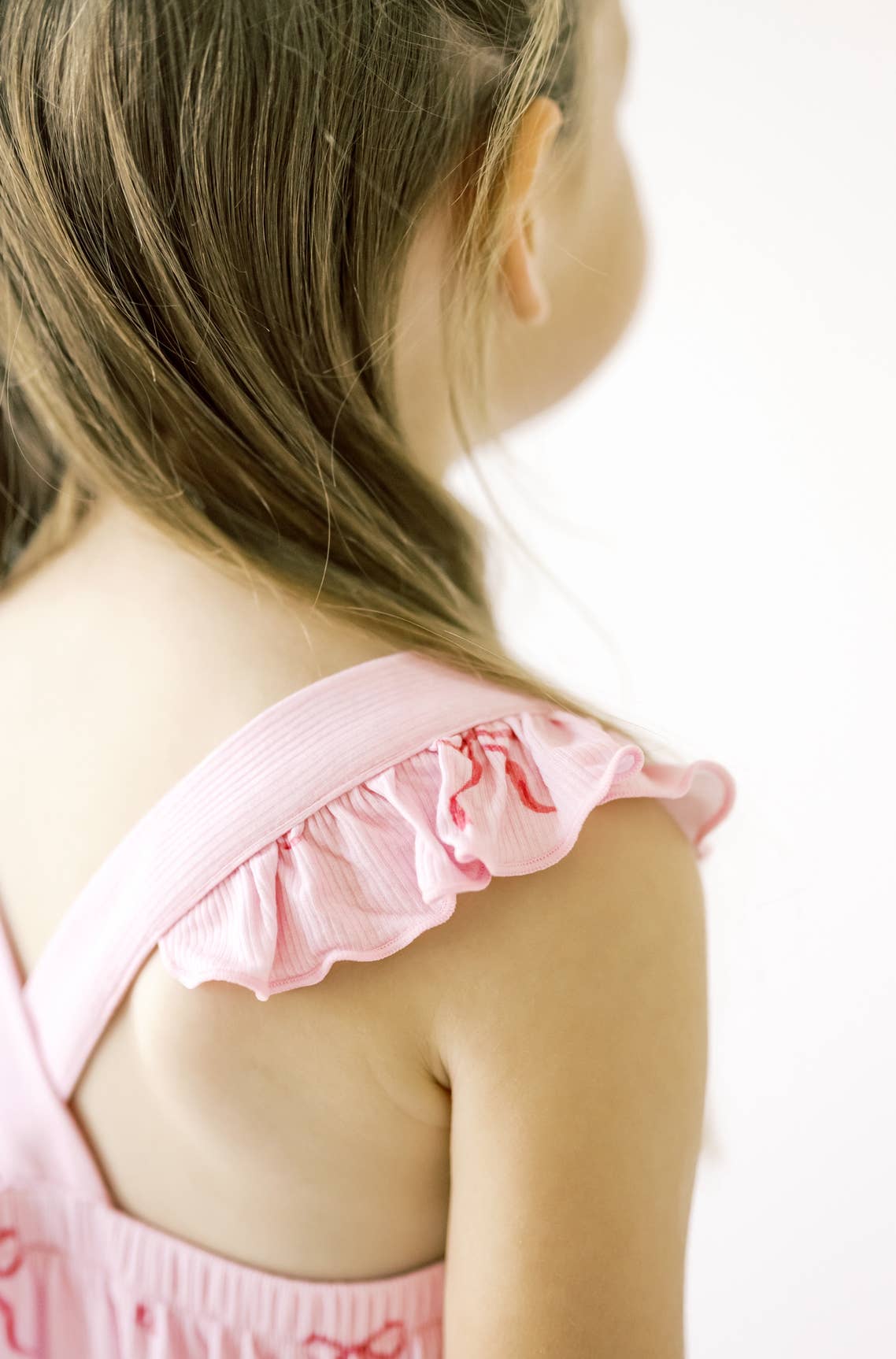 Ribbed Bamboo Nightgown in Pink Bows