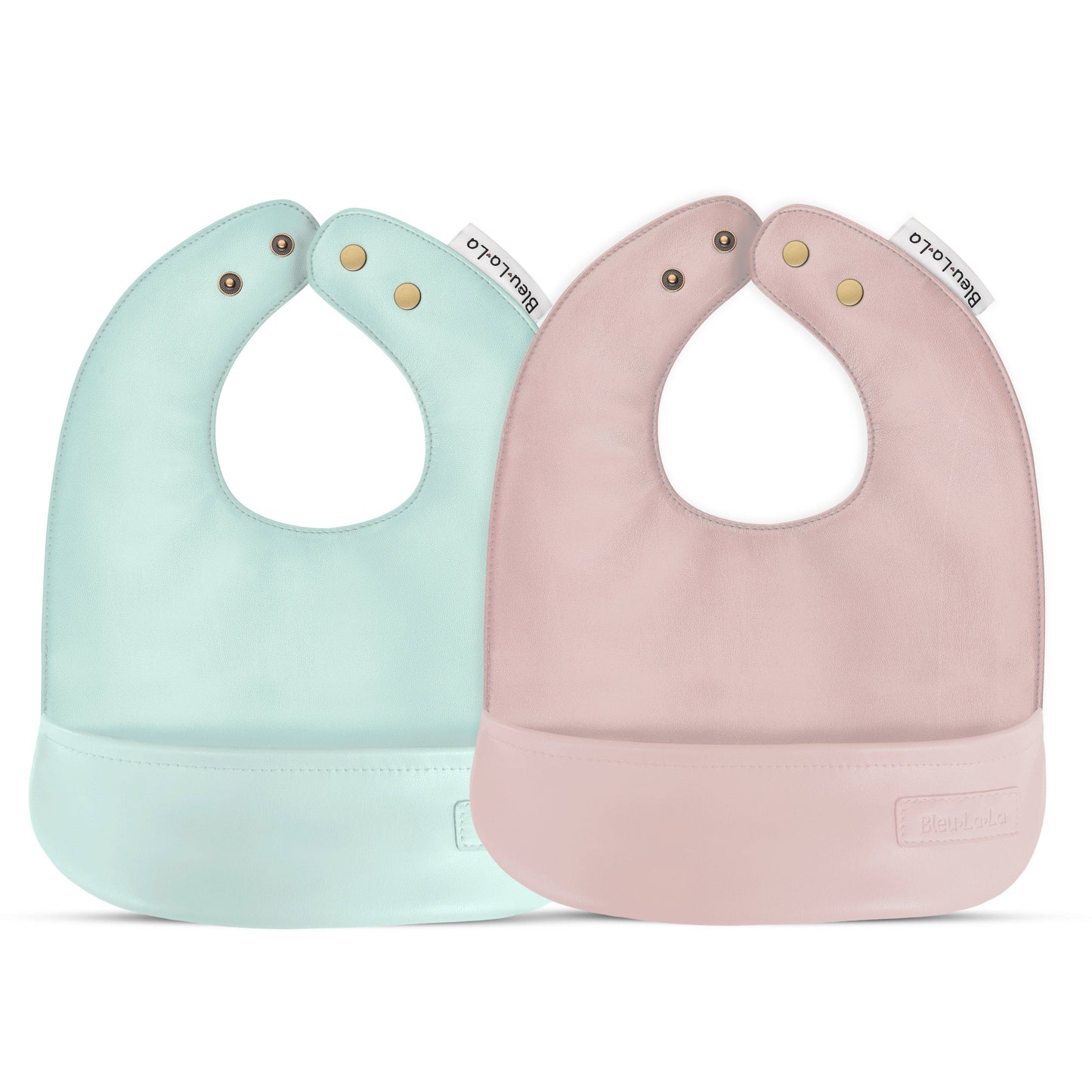 2 Soft Vegan Leather Bibs 0-12 Months