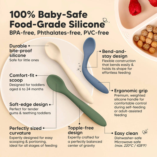 3-Pack Prep Silicone Baby Spoons