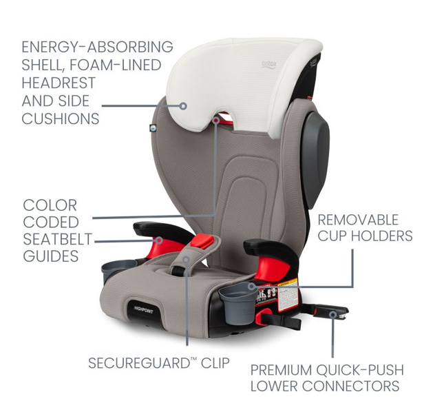 Britax Highpoint™ 2-Stage Belt-Positioning Booster with Quick-Push Connectors