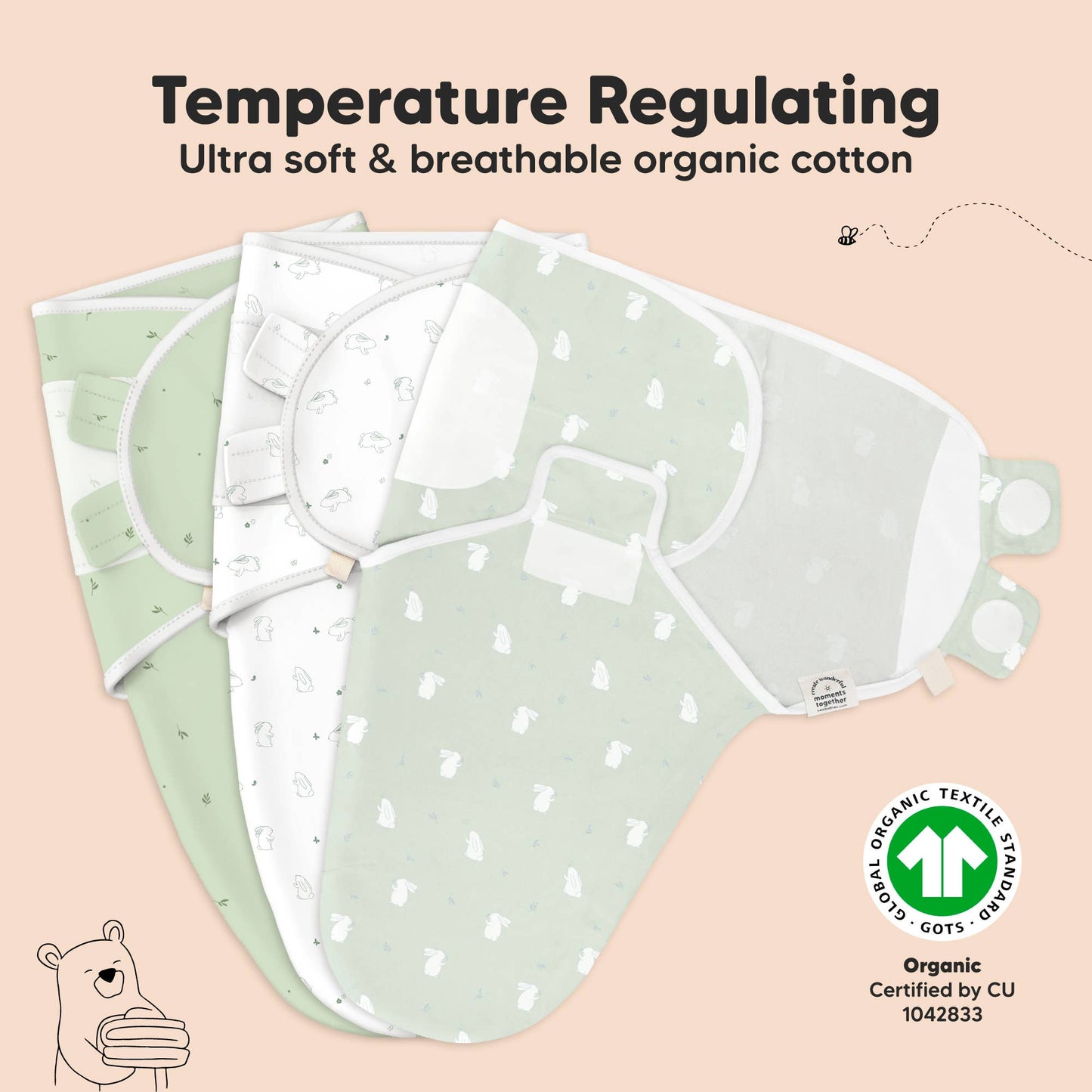 3pk Soothe Baby Swaddles 0-3 Months, Sleep Sack for Newborns