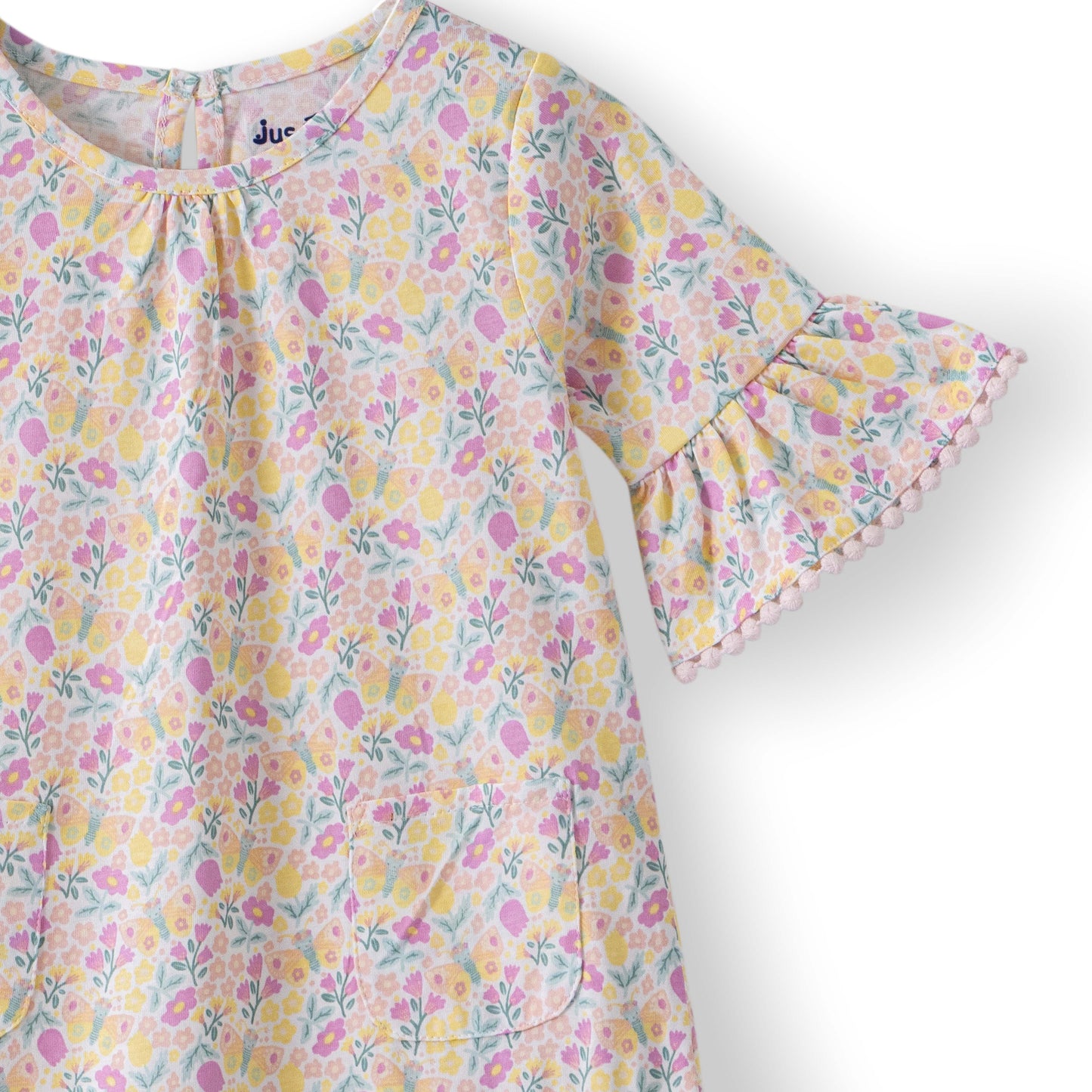 Floral Ruffle Sleeve Tiered Dress