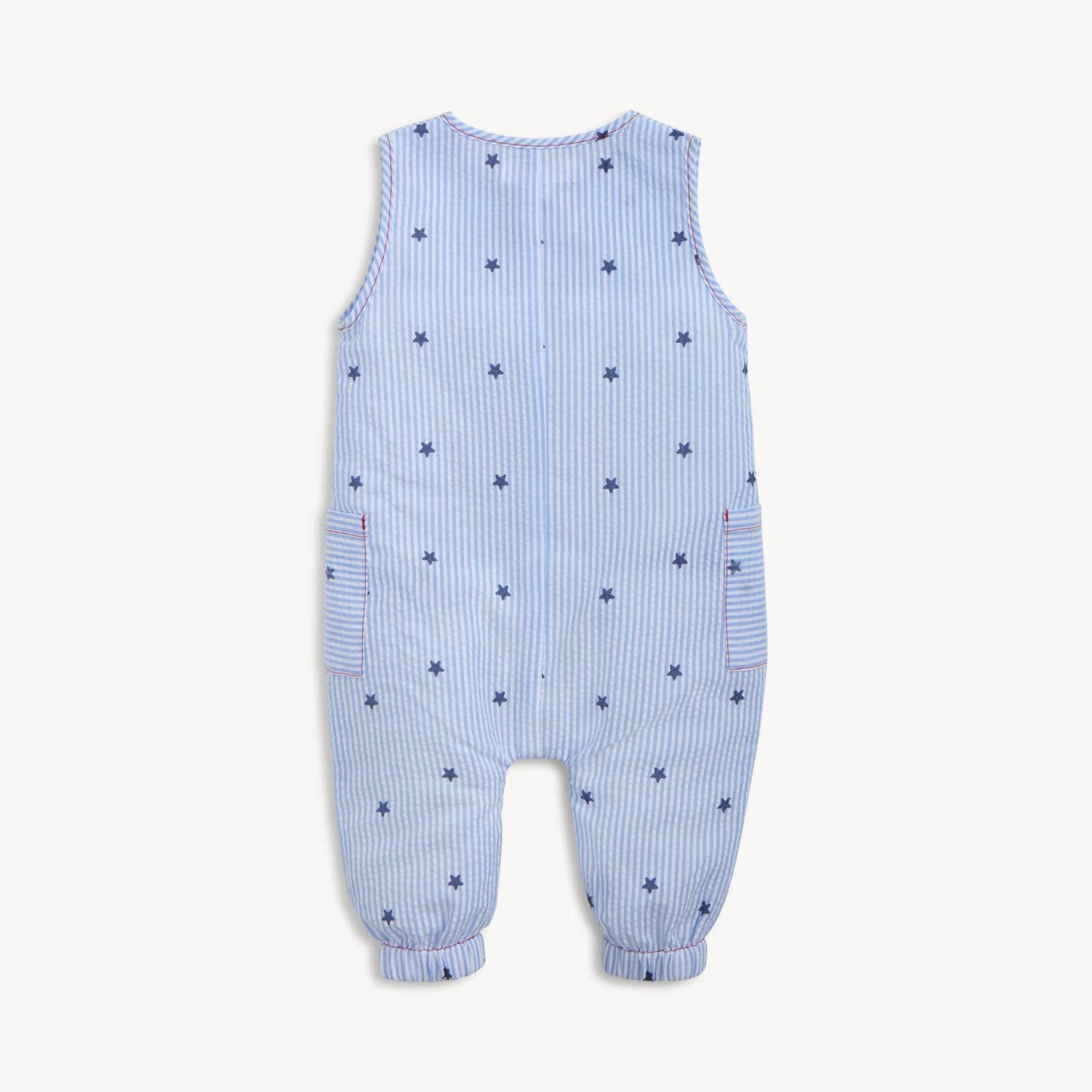 SEERSUCKER STRIPE STARS SLVLESS PANT ROMPER