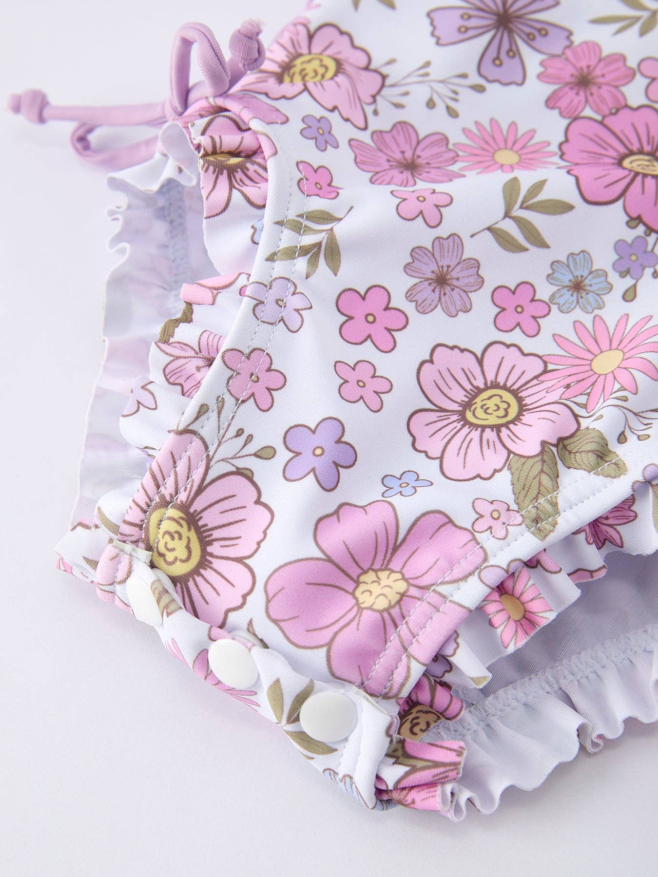 Floral Long Sleeve Ruffle Swimsuit