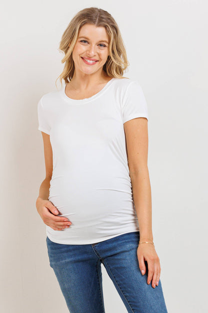 Ruched Short-Sleeve Maternity T-Shirt