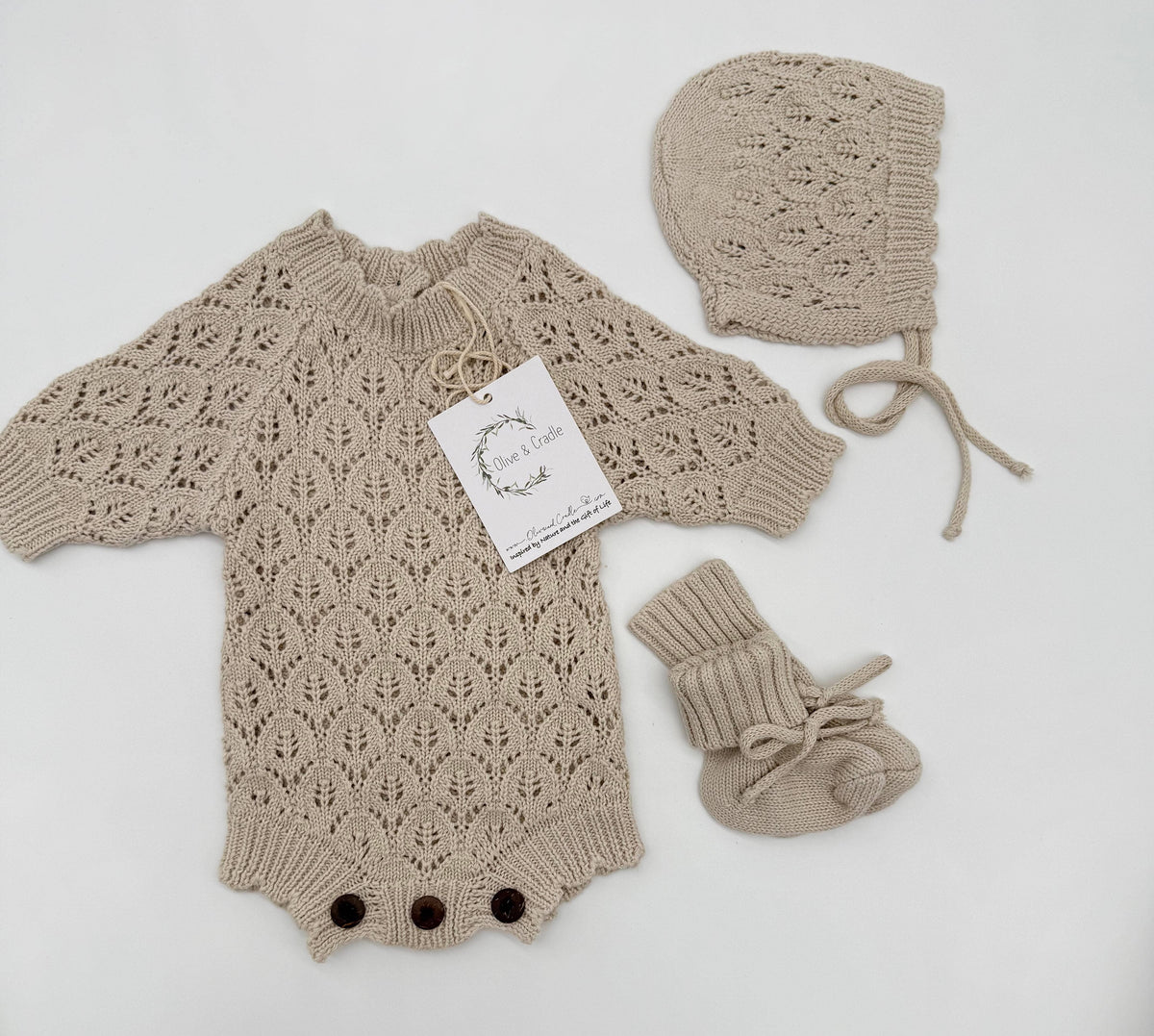 Vintage Pearl Lacy Romper 3pc