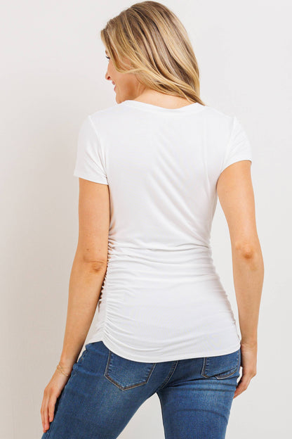 Ruched Short-Sleeve Maternity T-Shirt