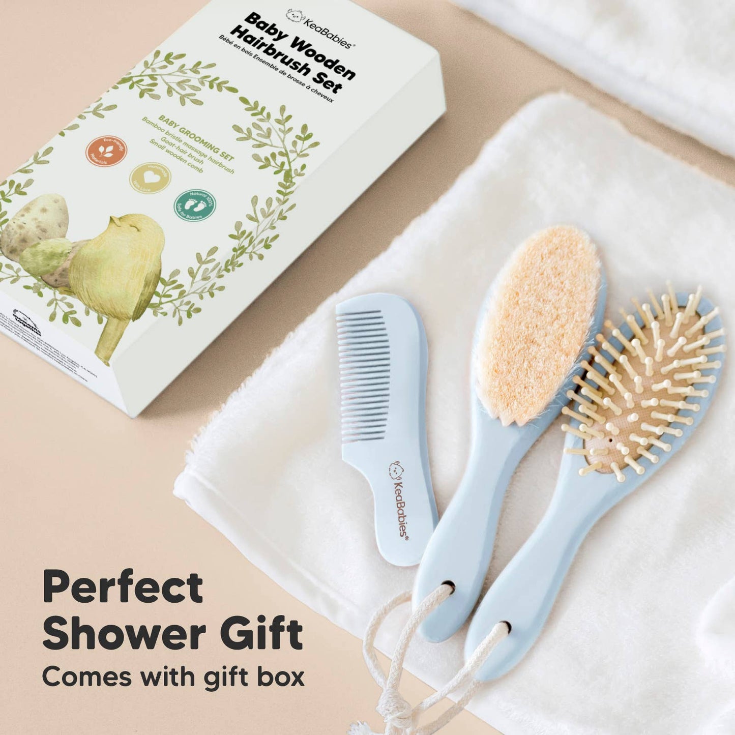 KeaBabies Baby Hair Brush and Comb Set