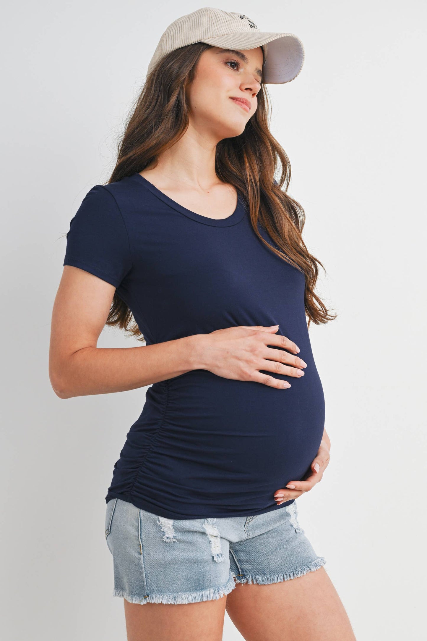 Ruched Short-Sleeve Maternity T-Shirt