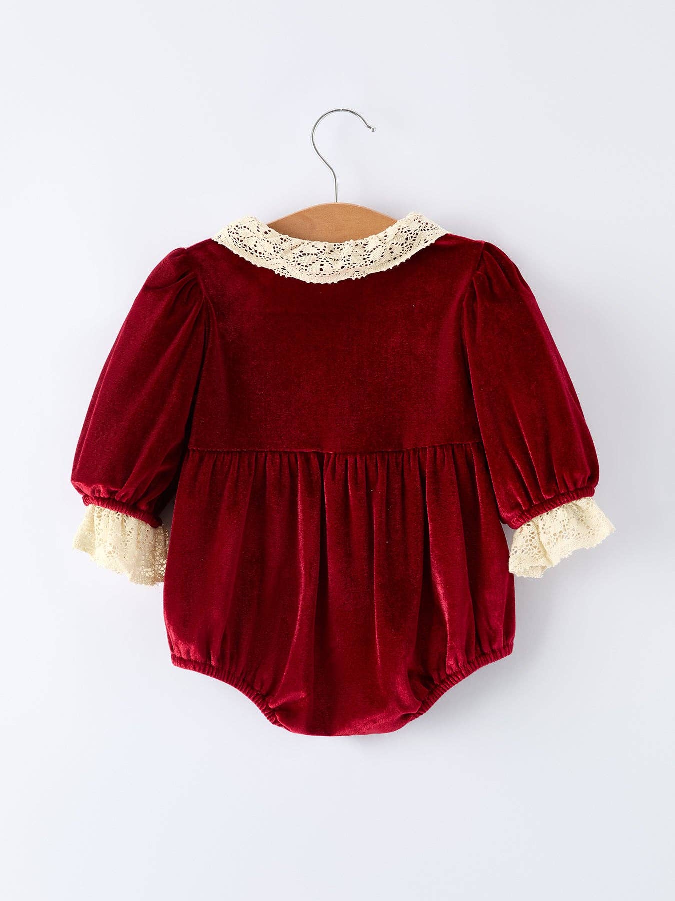 Christmas Long Sleeve Lace Girls' Romper