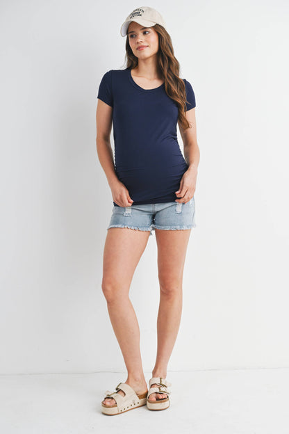 Ruched Short-Sleeve Maternity T-Shirt
