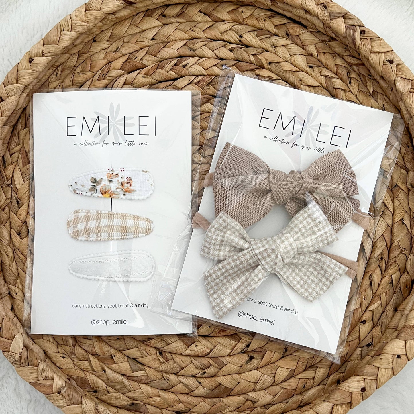 Alligator Clip Bow Set - Mauve/Natural Floral