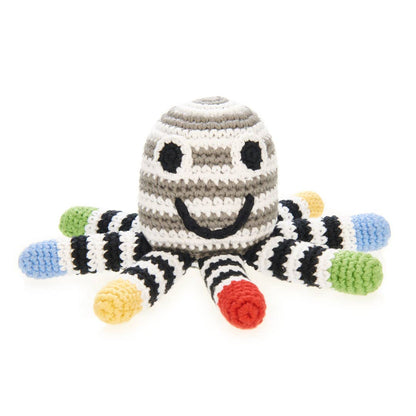 Black & White Octopus Rattle – Handmade Baby Toy