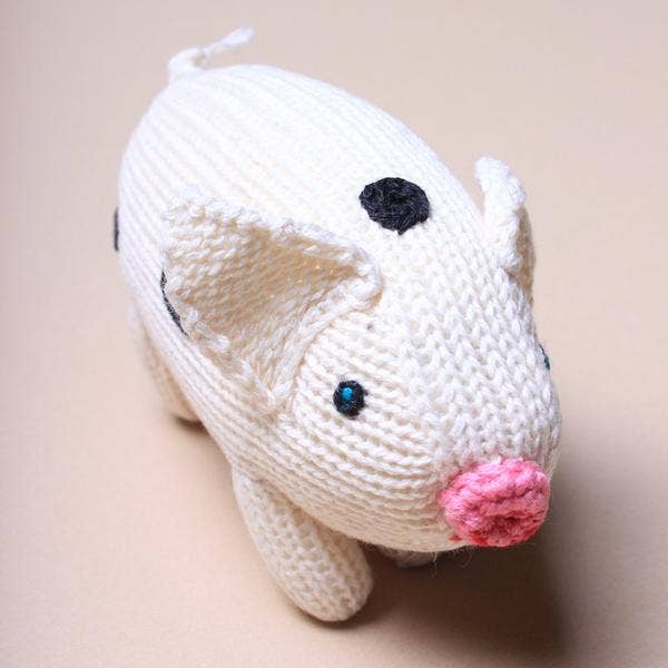 Organic Handmade Pig Rattle Toy