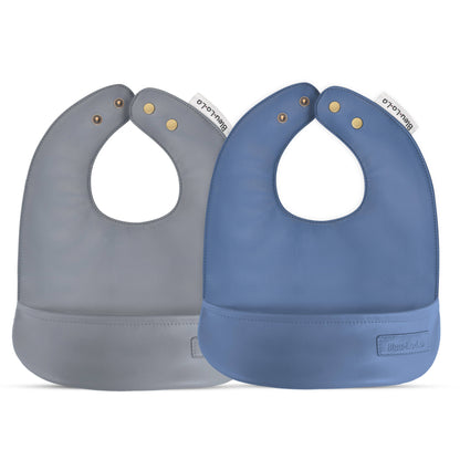2 Soft Vegan Leather Bibs 0-12 Months