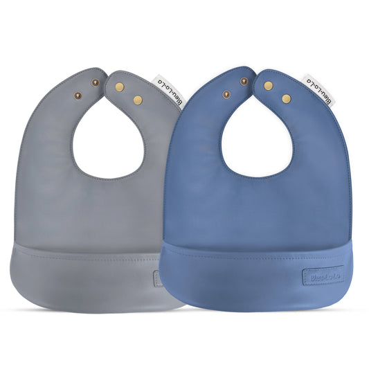 2 Soft Vegan Leather Bibs 0-12 Months
