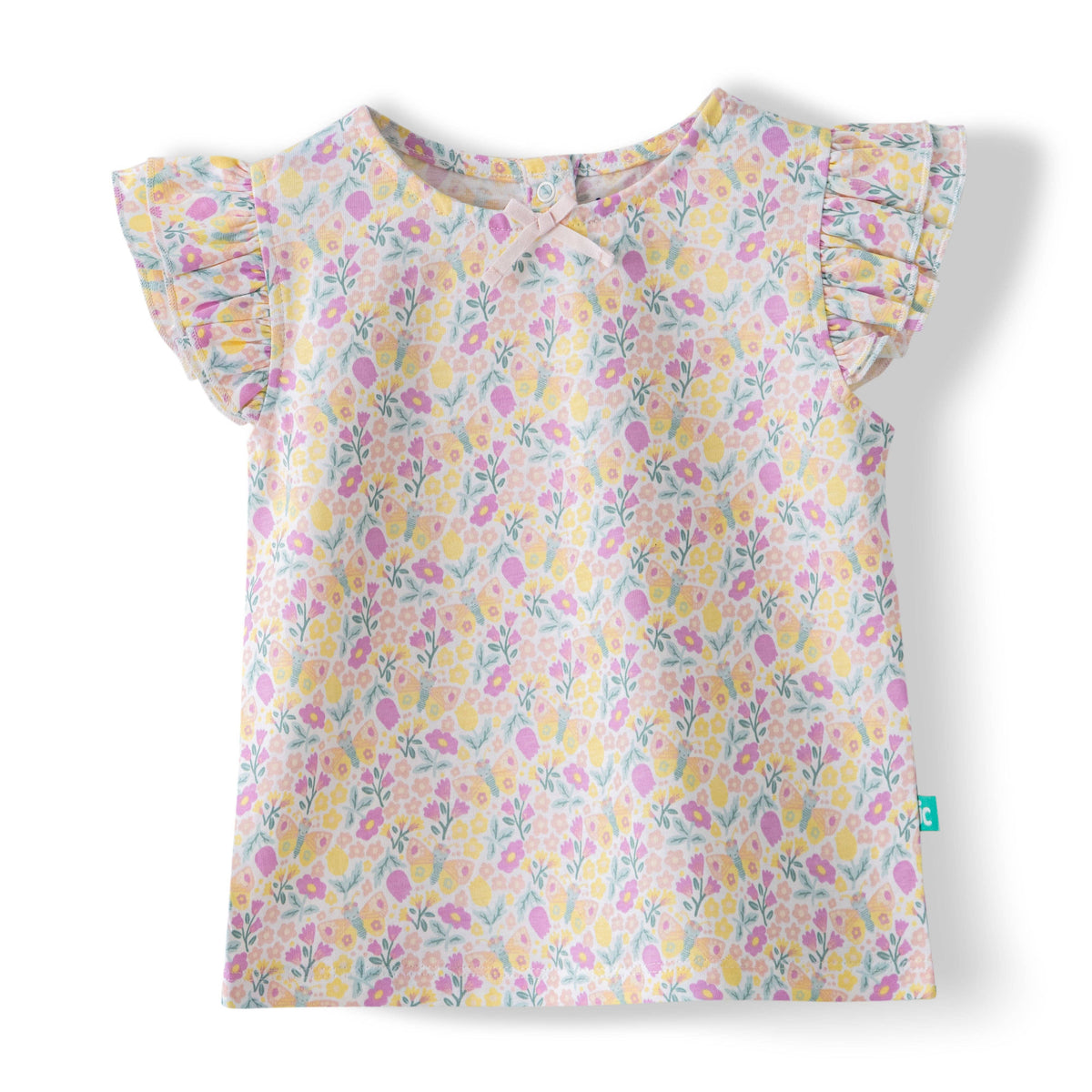 Toddler Girls’ Floral Ruffle Sleeve Top & Lace Trim Shorts Set
