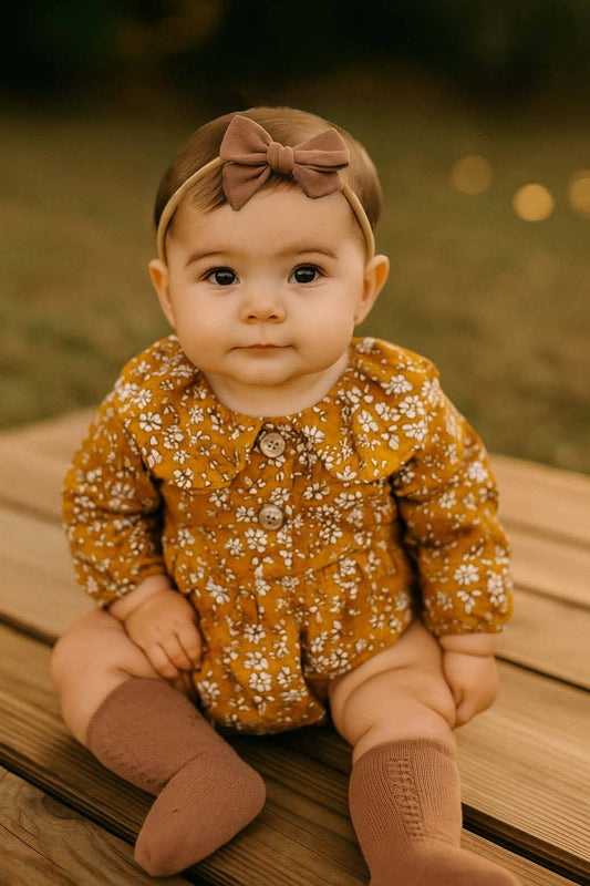 Mustard Floral Romper Set