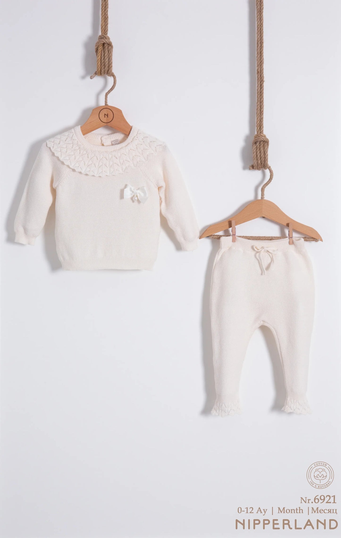 Crochet Collar Sweater 2 Piece Set
