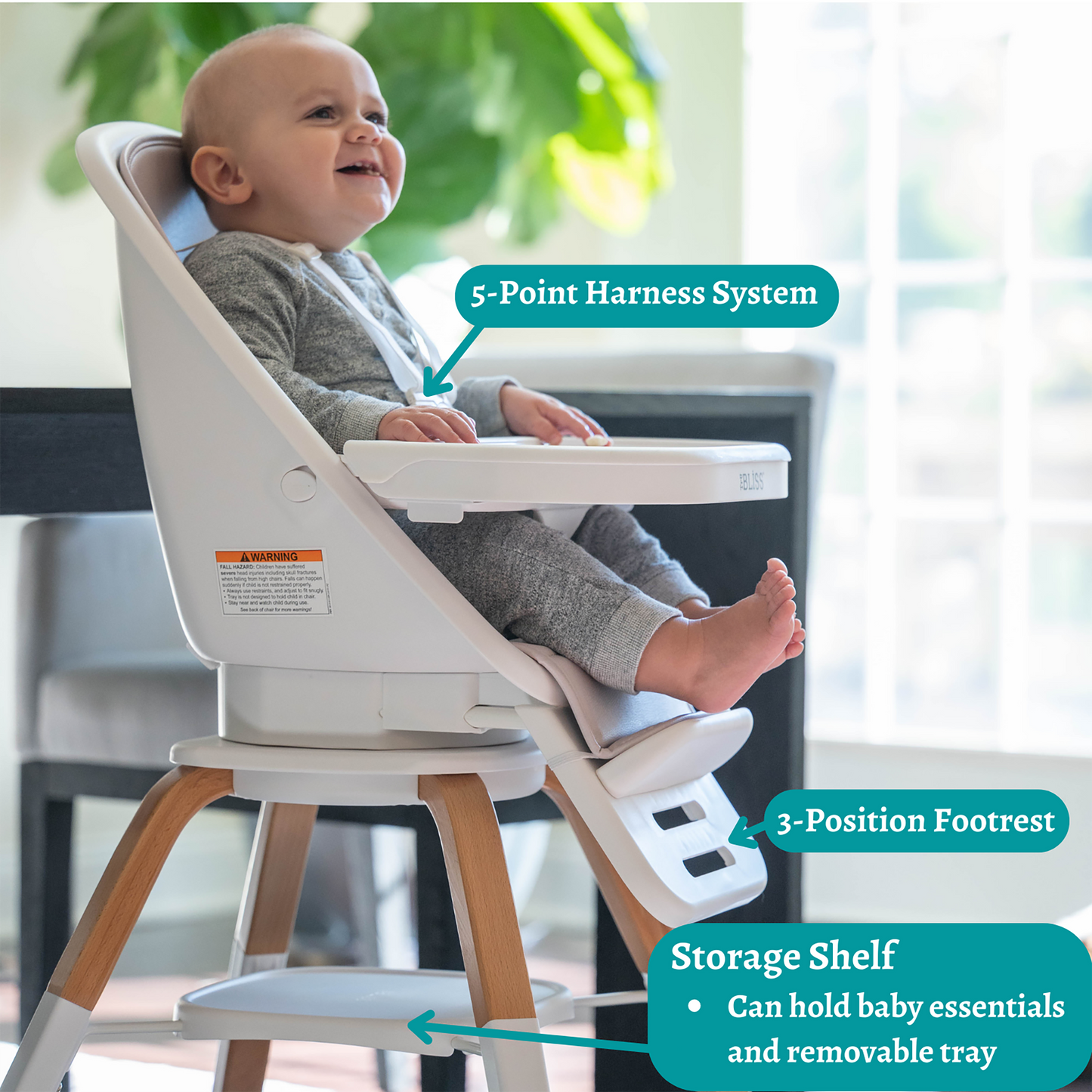 TruBliss Baby 2-in-1 Turn-A-Tot High Chair with 360 degree Swivel