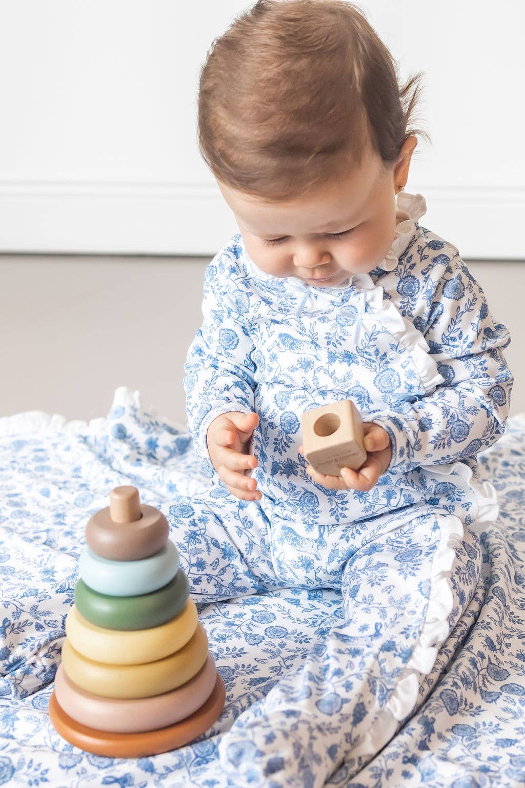 Floral Bunnies Pima Baby Onesies