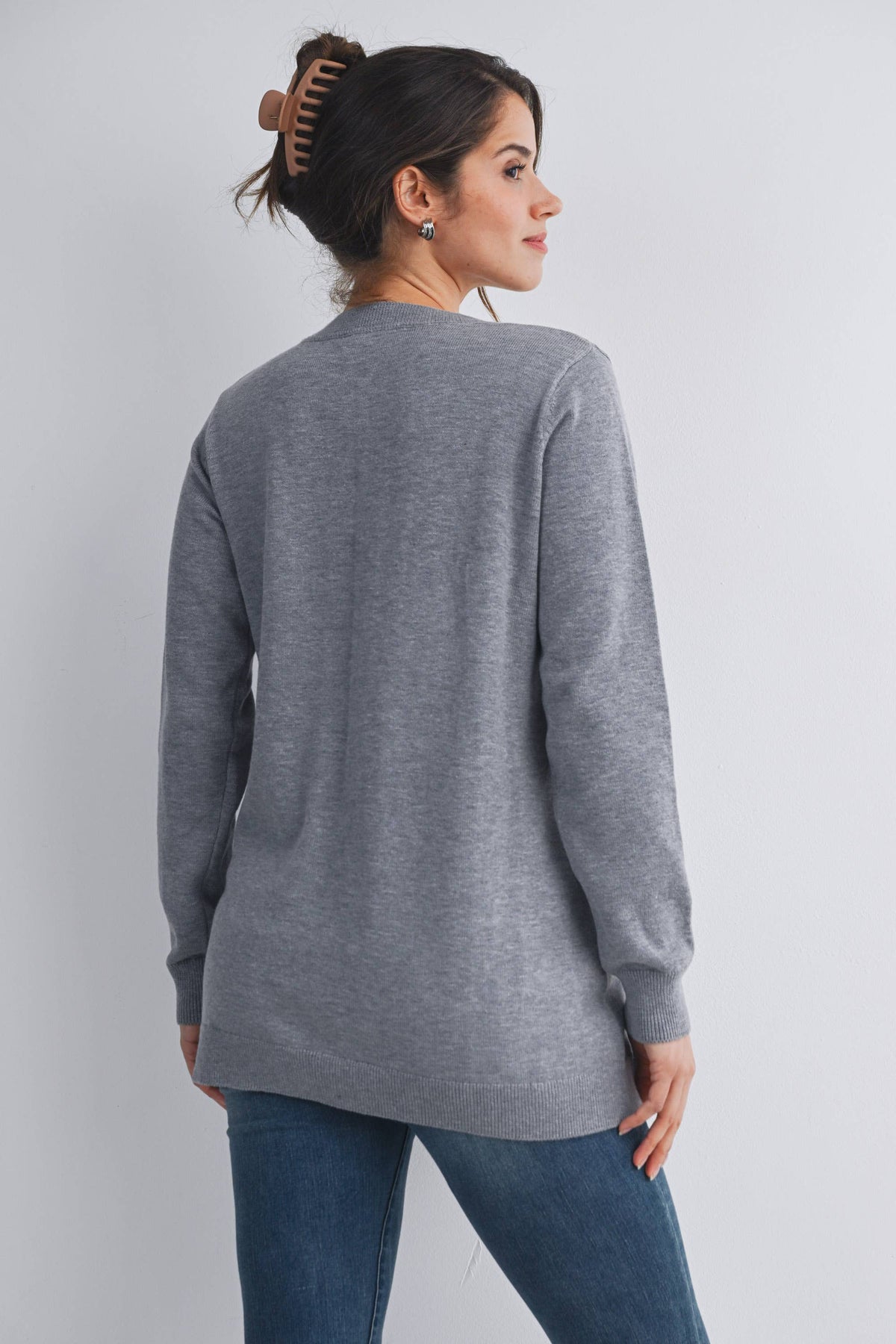 Button Side Maternity Nursing Pullover Sweater