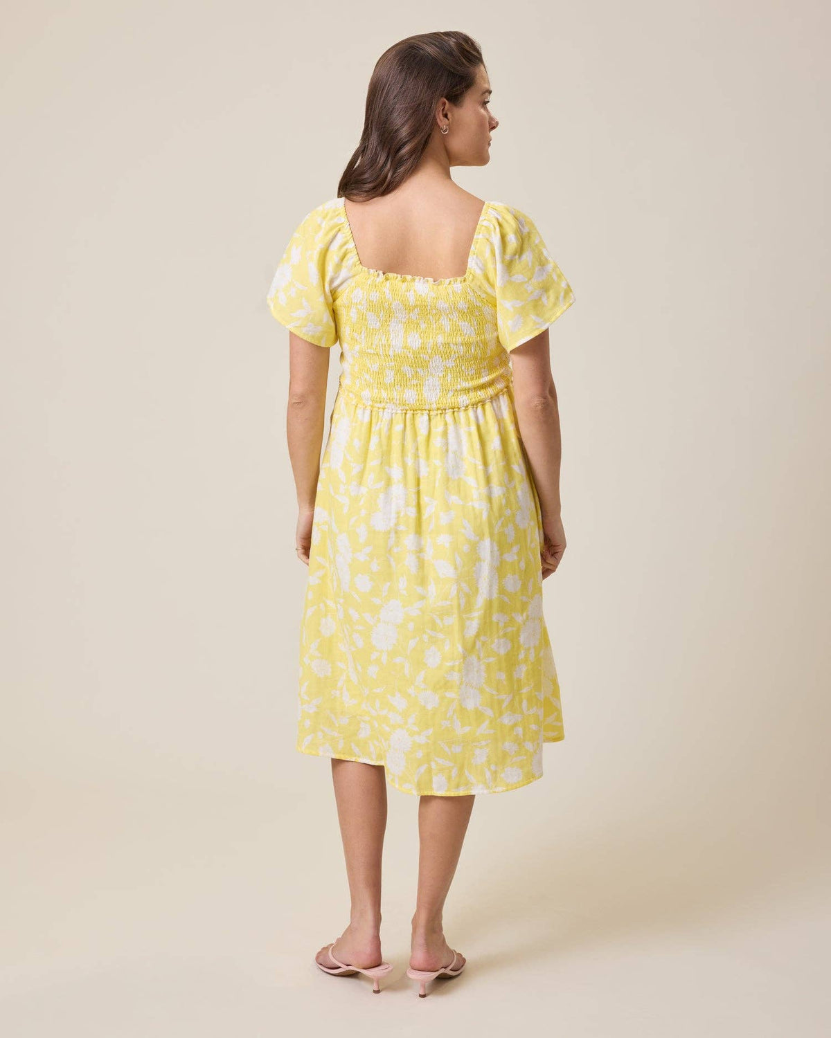Lola Smocked Midi Dress | Yellow Floral
