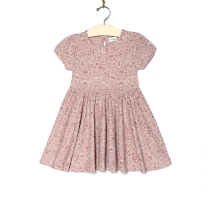 Birds and Butterflies Puff Sleeve Twirl Dress