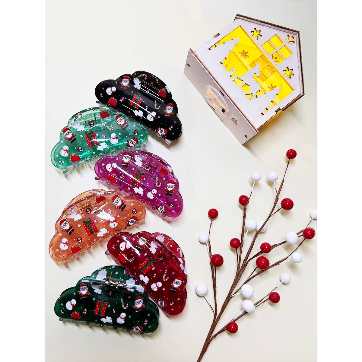 Adorable Christmas Print Hair Claw Clip