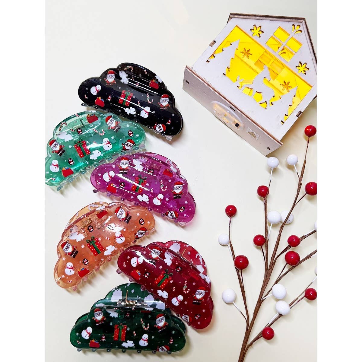Adorable Christmas Print Hair Claw Clip