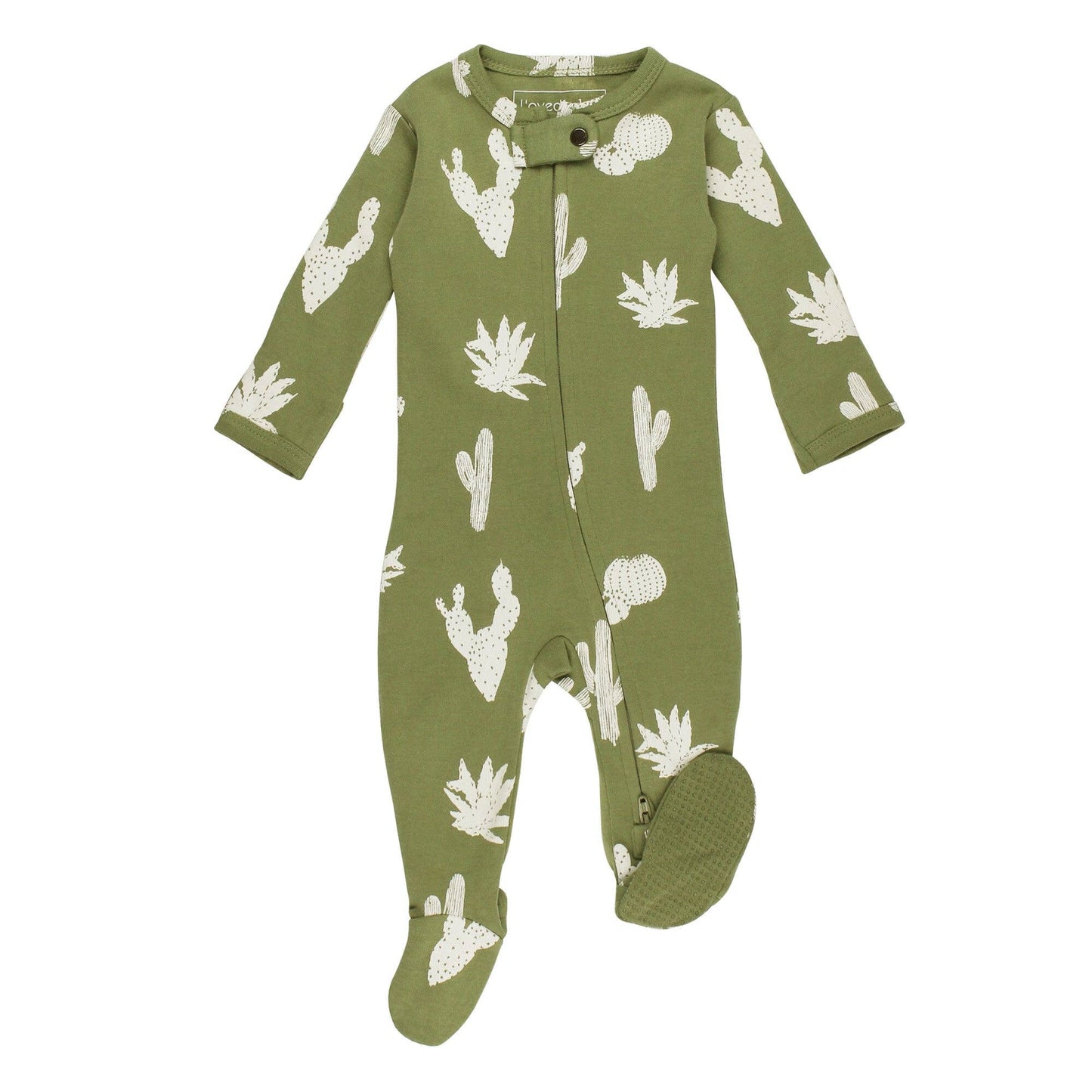 Sage Cactus Zipper Footie