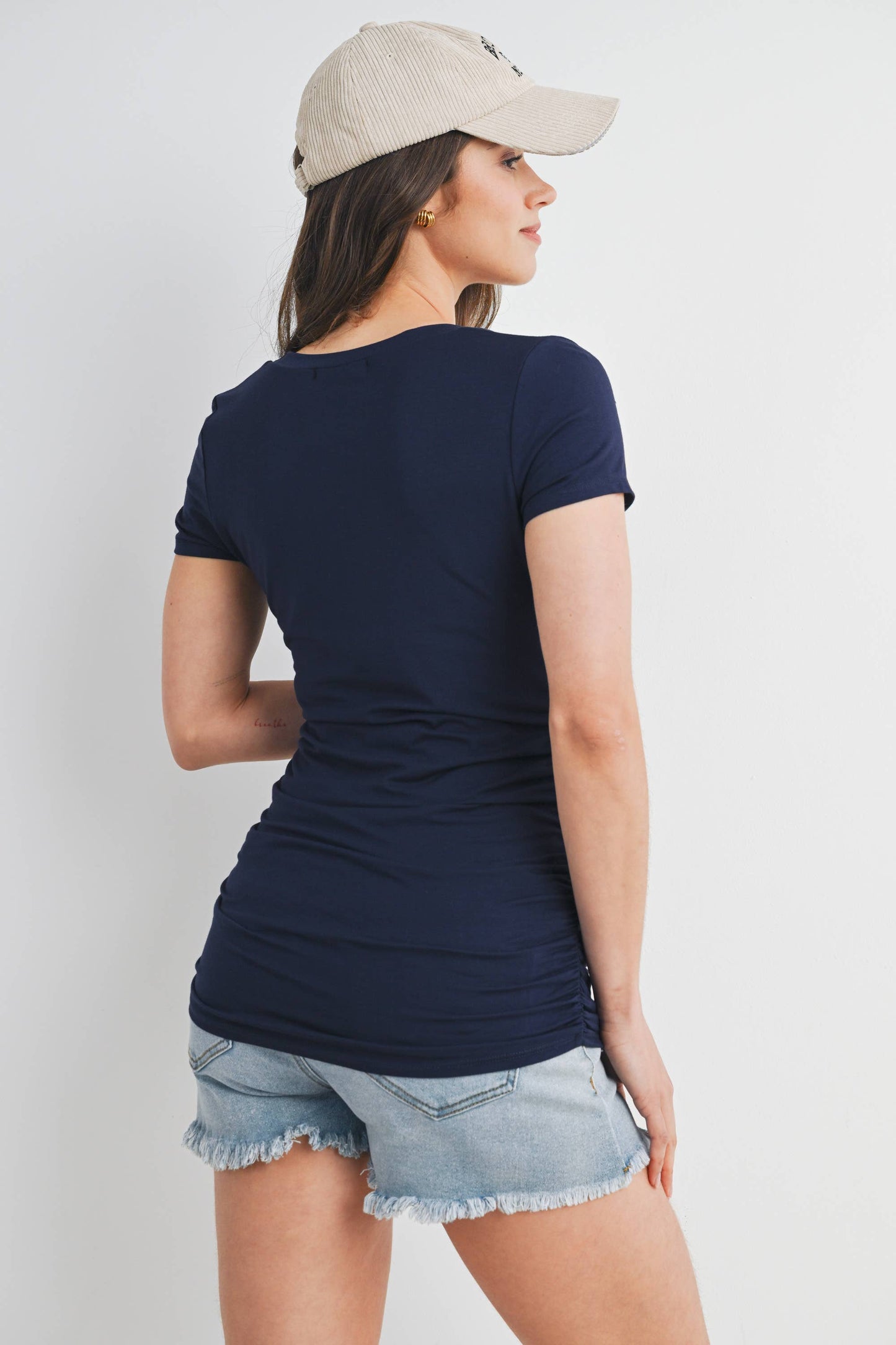 Ruched Short-Sleeve Maternity T-Shirt