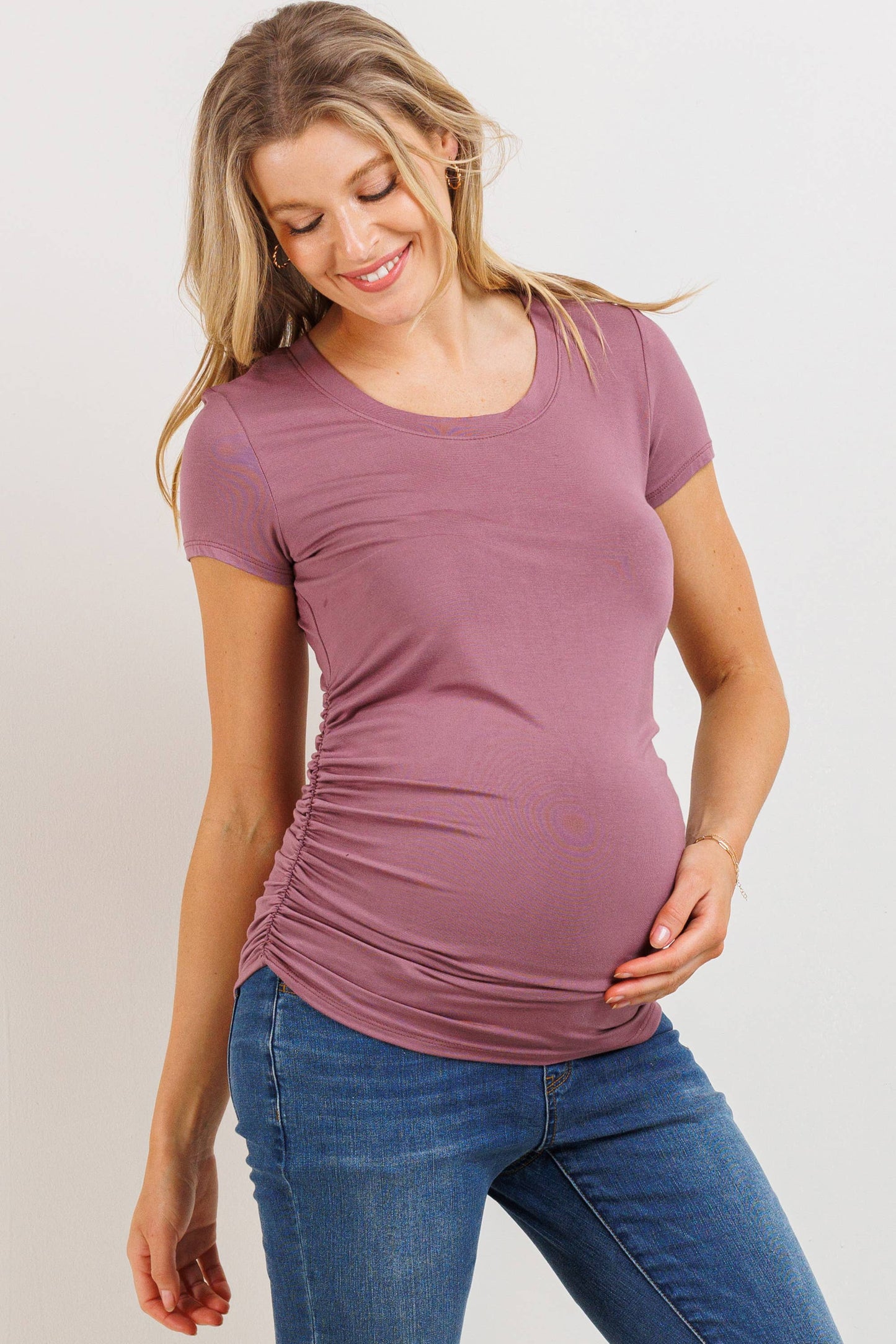 Ruched Short-Sleeve Maternity T-Shirt
