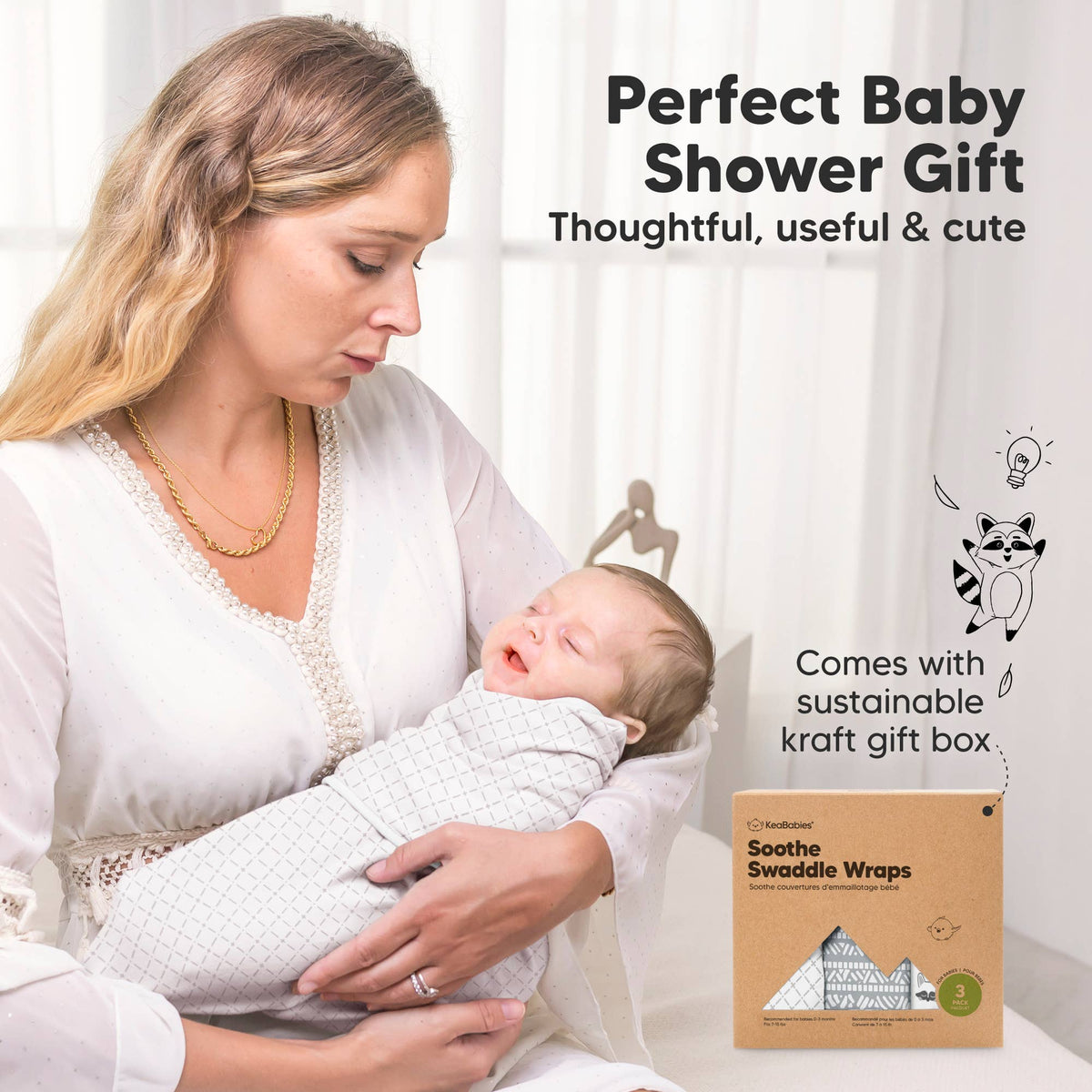 3pk Soothe Baby Swaddles 0-3M