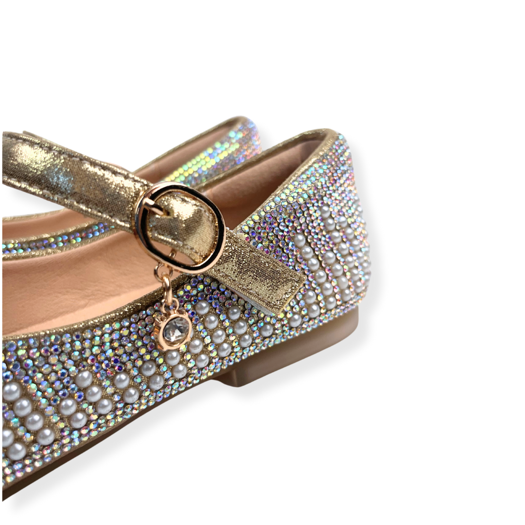 Pearl & Rhinestone Flat Shoes