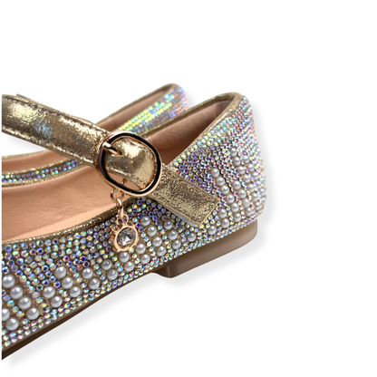 Pearl & Rhinestone Flat Shoes