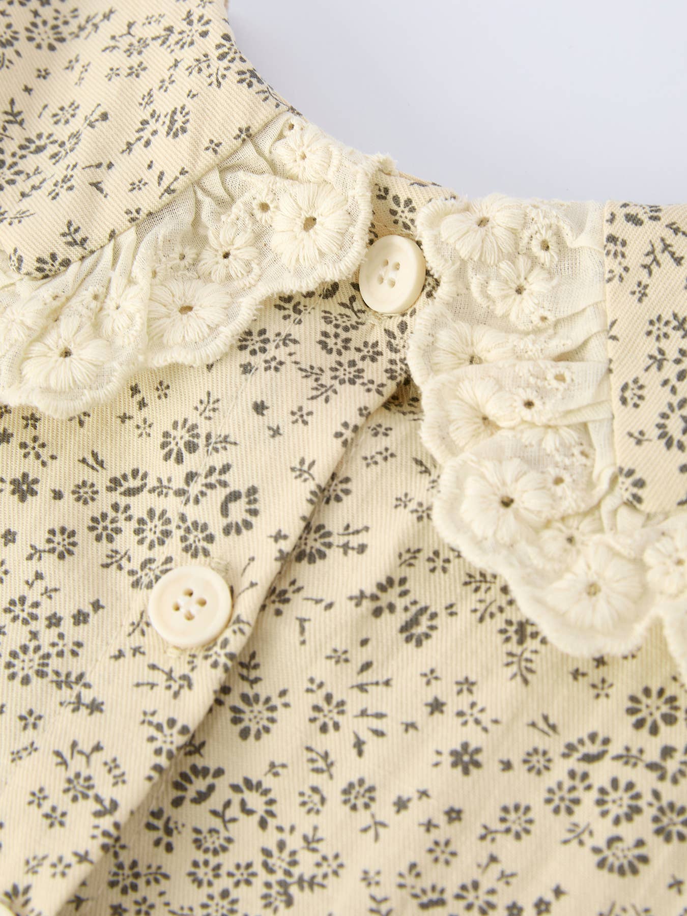 Apricot Lace Collar Girl's Floral Dress