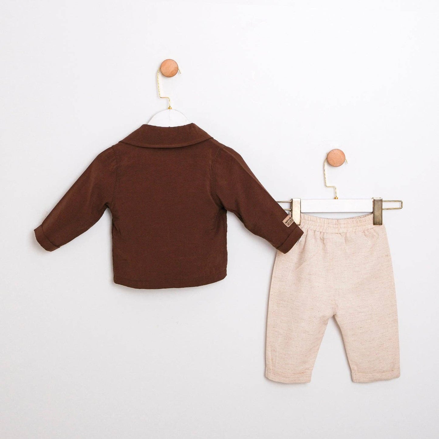 Brown Jacket, Tee & Pant Set