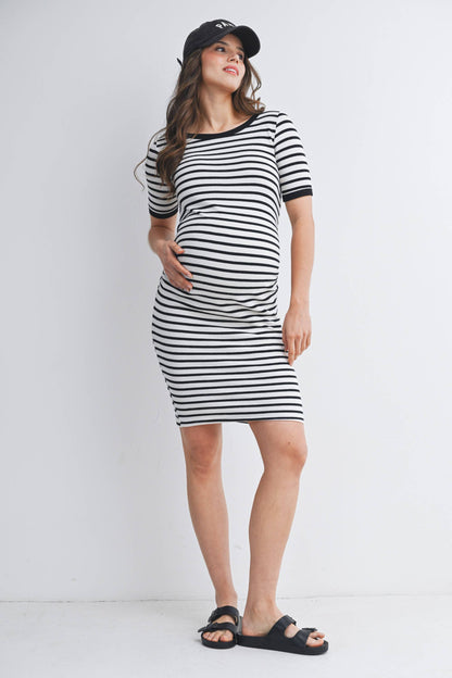 Striped Bodycon Maternity Dress