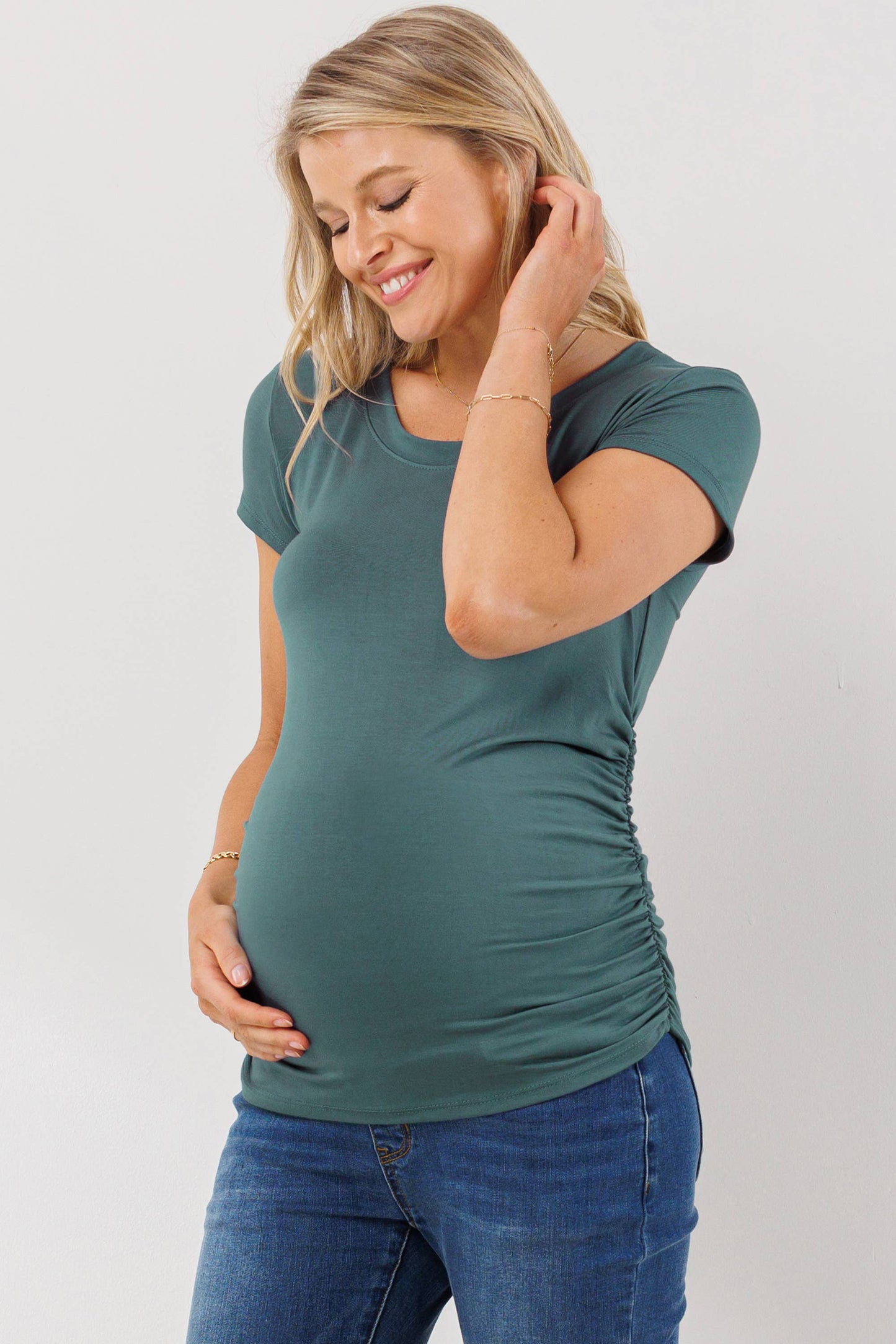 Ruched Short-Sleeve Maternity T-Shirt