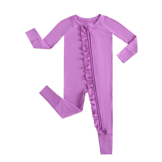 Luxie Lavender Ruffled Zipper Romper