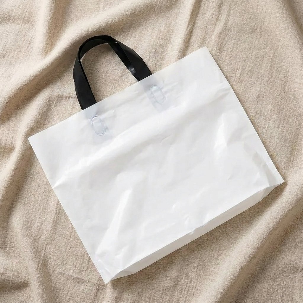 50pcs, 3 sizes White PVC gift bag with Black handle