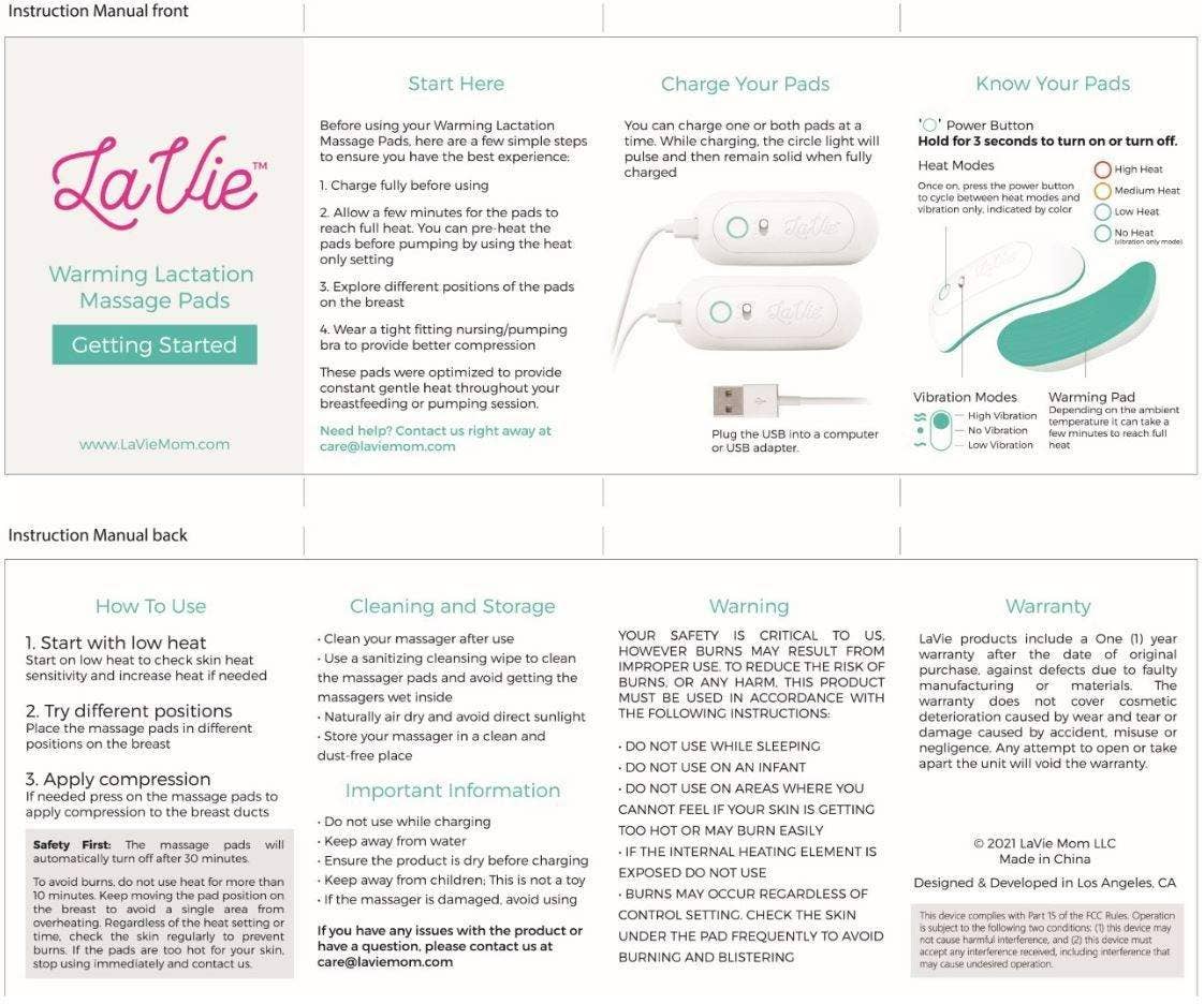LaVie 2-in-1 Warming Lactation Massager, Heat and Vibration