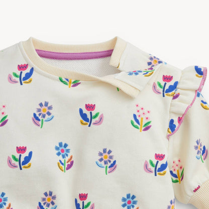 FLORAL IVORY FT GIRLS 2PC SWEATER/LNG PNT SET