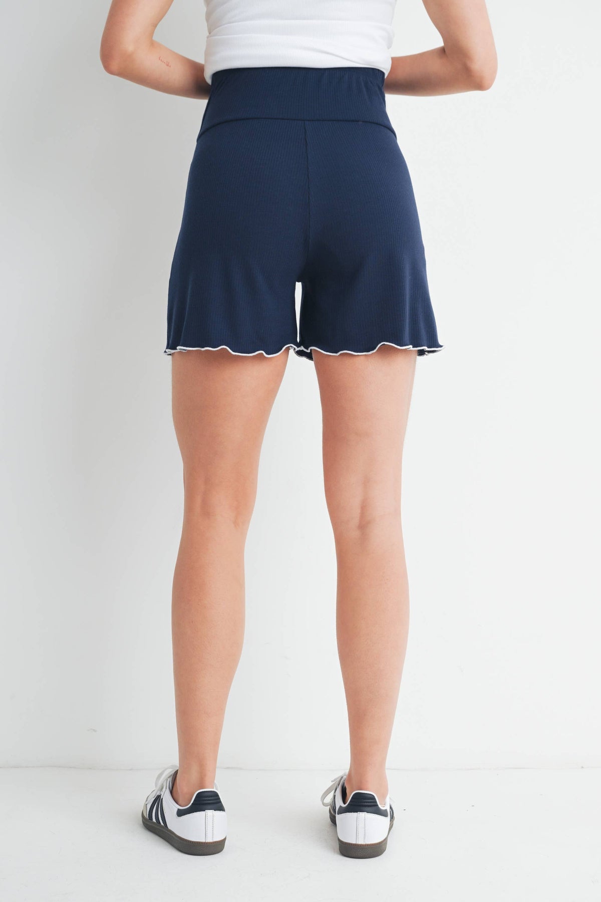 Ribbed Maternity Lounge Shorts with Over the Bump Waistband