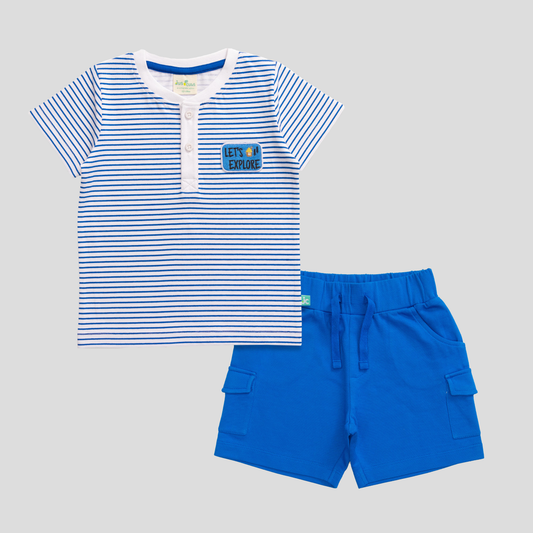 Pinstriped Tee & Shorts Set