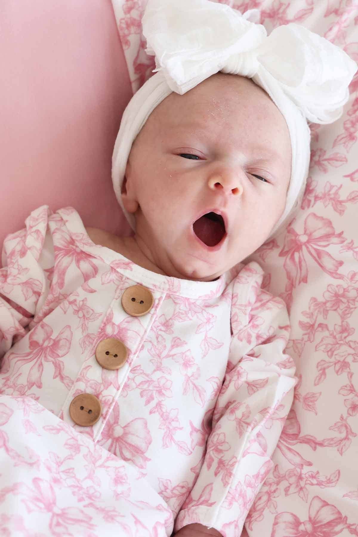 Fancy Frills Newborn Baby Knot Gown & Hat Set