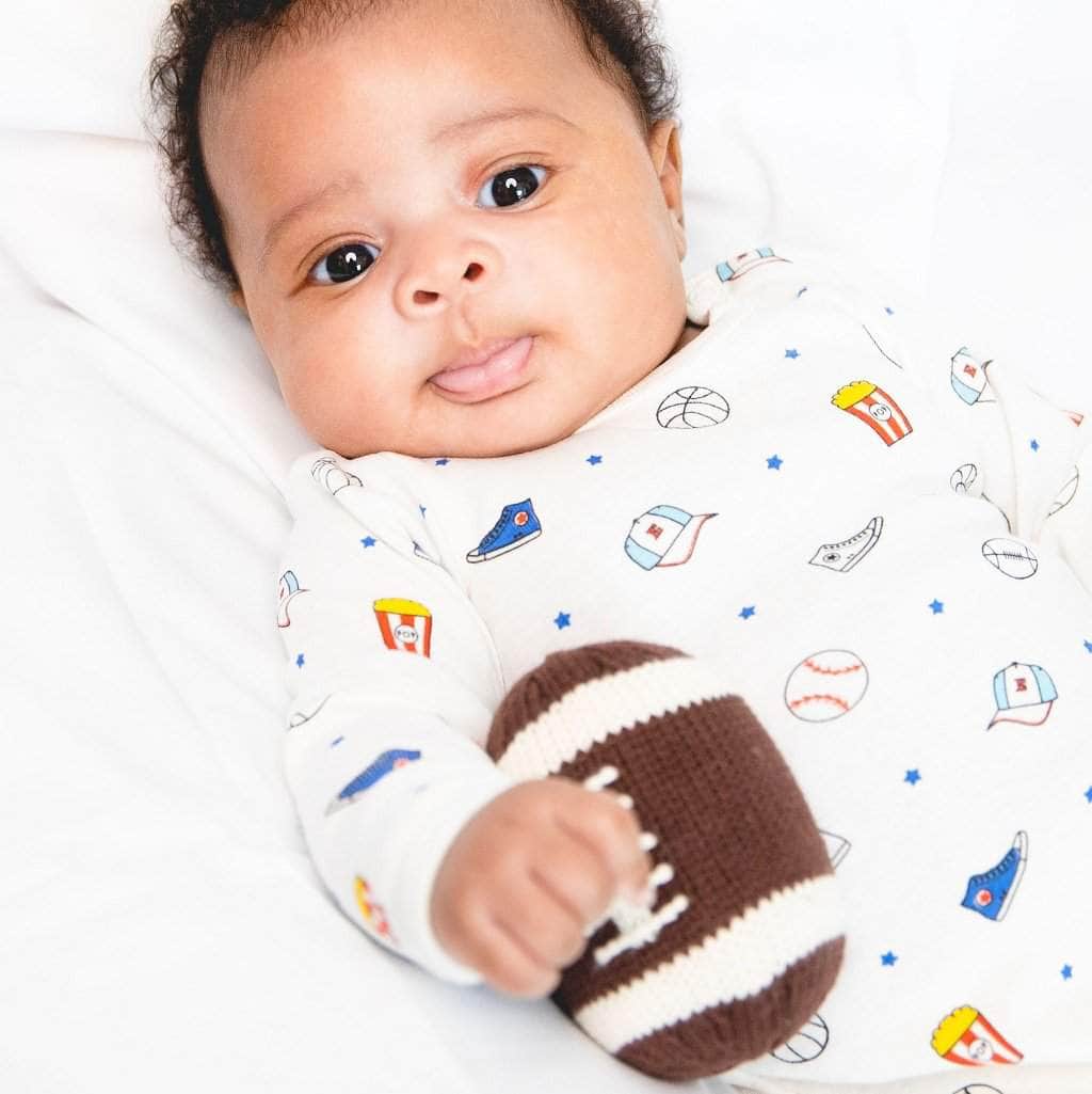 Handmade Organic  Football Rattle